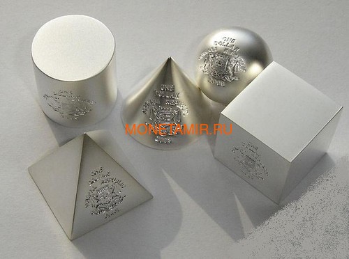  51  2008   3D  5  (Somalia 5x1$ 2008 Geometric Shapes 3D 5 coins set)..001125320516/60 ()