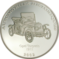  10  2002   1911    (Congo 10 Francs 2002 Opel Torpedo 1911 Car History Silver Coin)..
