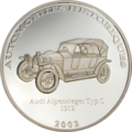  10  2002   1912    (Congo 10 Francs 2002 Audi Alpensieger Type C Car History Silver Coin)..