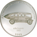 10  2002   1913    (Congo 10 Francs 2002 Alfa Romeo 1913 Car History Silver Coin)..