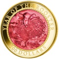   200  2017      (Cook Isl 200$ 2017 Year of the Rooster Mother of Pearl 5Oz Gold Coin Proof)..65