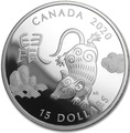  15  2020     (Canada 15$ 2020 Year of the Rat Lunar 1oz Silver Coin Proof)..000450657573/65